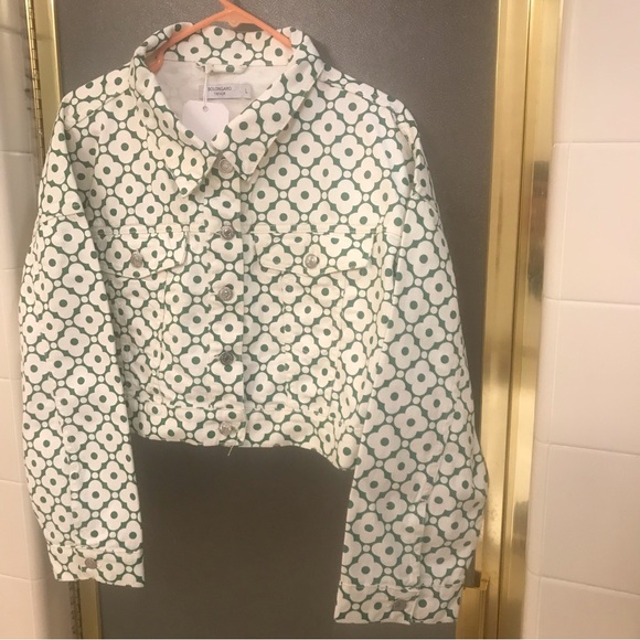 NWT! Bolongaro Oversize Sierra Printed Denim Jacket in Green and White Size L✨ - Picture 3 of 6